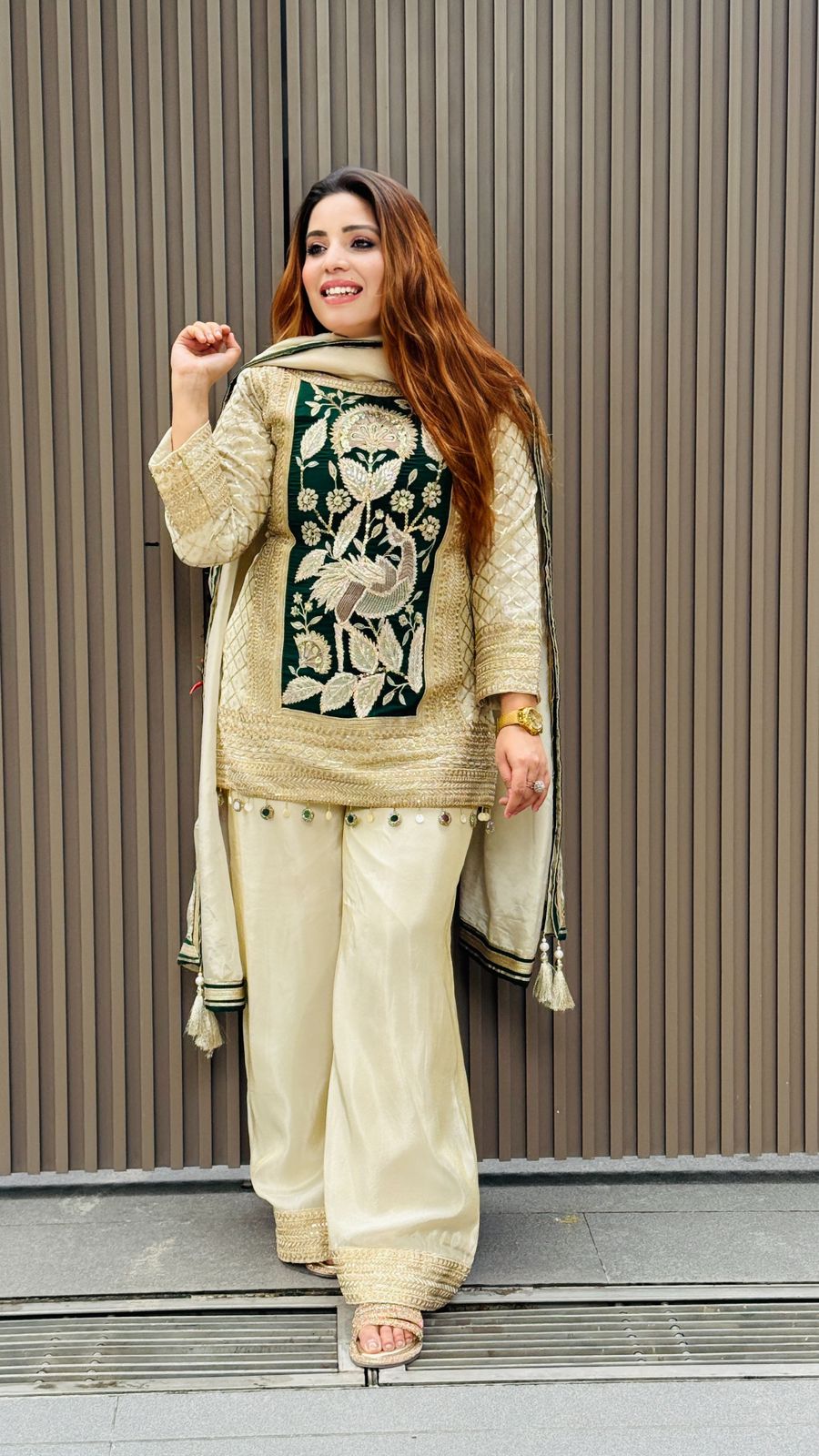 Aabroo Lace Suit- Beige (Black, Green, Brown)